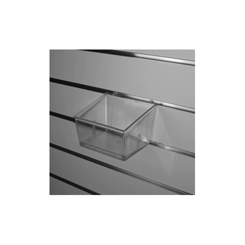 Transparent - Shelf-container for slat wall display